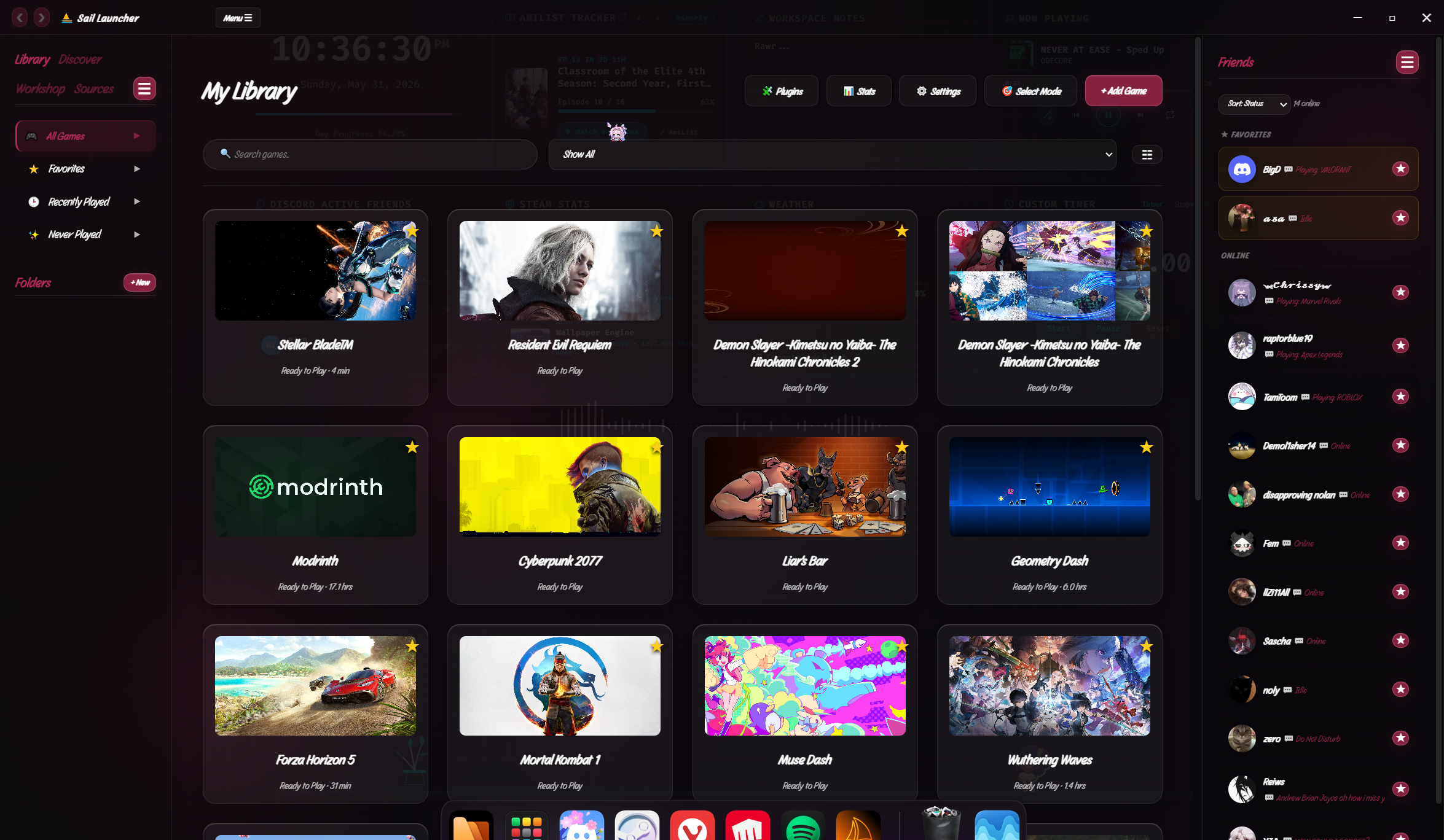 Sail Launcher Interface Overview